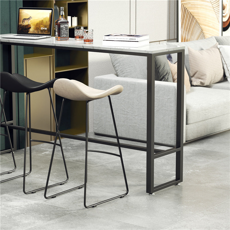 Modern Bar Table Set 1/4 Pieces Marble Counter Table with Upholstered Stools