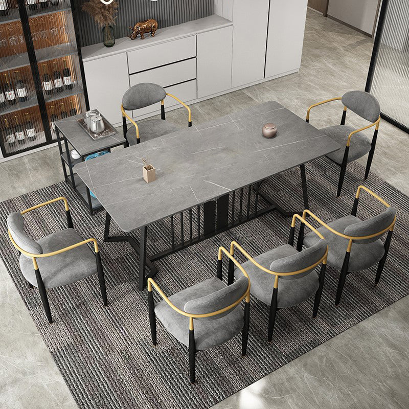 Contemporary Kitchen Dining Arm Chairs Upholstered Dining Chairs in Grey