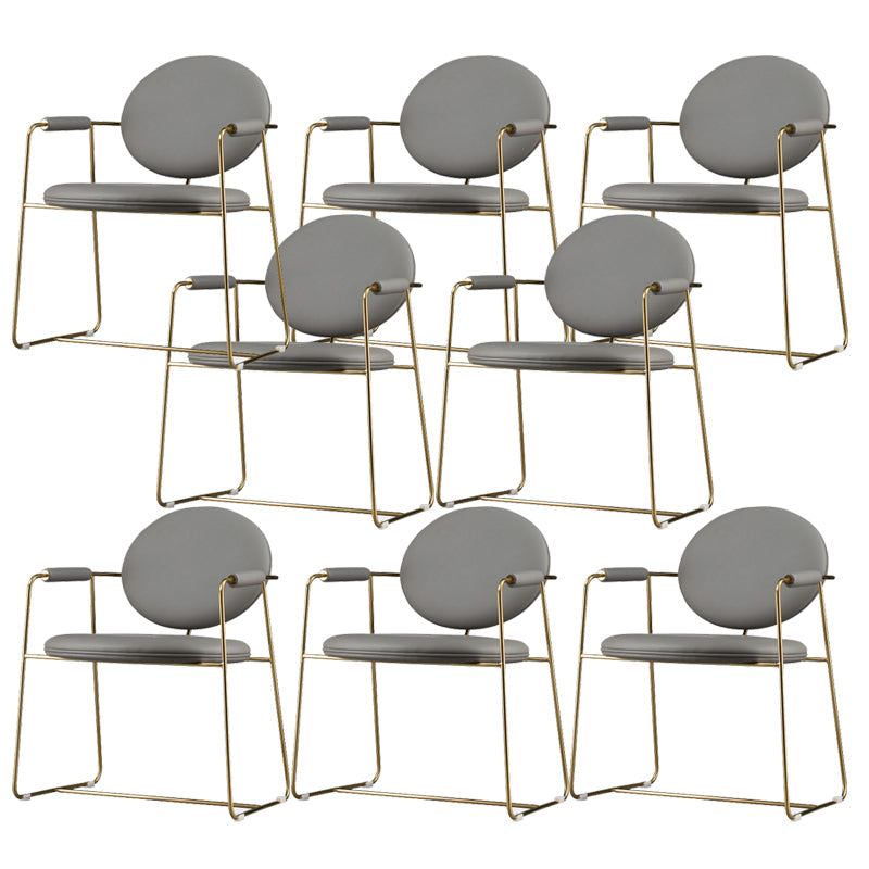 Glam Arm Chair Leather Open Back Dining Chair for Dining Room Grey 8 Piece Set Clearhalo 'Dining Chairs' 'Dining Tables & Seating' 'dining_chair' 'furn' 'furn_dining_chair' 'Furniture' 'Kitchen & Dining Furniture' 6530726