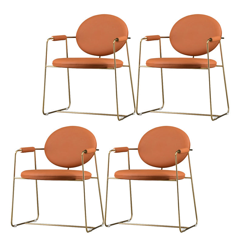 Glam Arm Chair Leather Open Back Dining Chair for Dining Room Orange 4 Piece Set Clearhalo 'Dining Chairs' 'Dining Tables & Seating' 'dining_chair' 'furn' 'furn_dining_chair' 'Furniture' 'Kitchen & Dining Furniture' 6530728