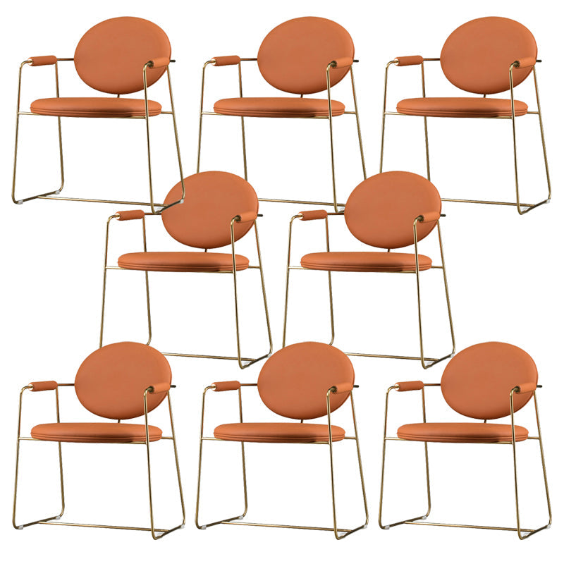 Glam Arm Chair Leather Open Back Dining Chair for Dining Room Orange 8 Piece Set Clearhalo 'Dining Chairs' 'Dining Tables & Seating' 'dining_chair' 'furn' 'furn_dining_chair' 'Furniture' 'Kitchen & Dining Furniture' 6530730