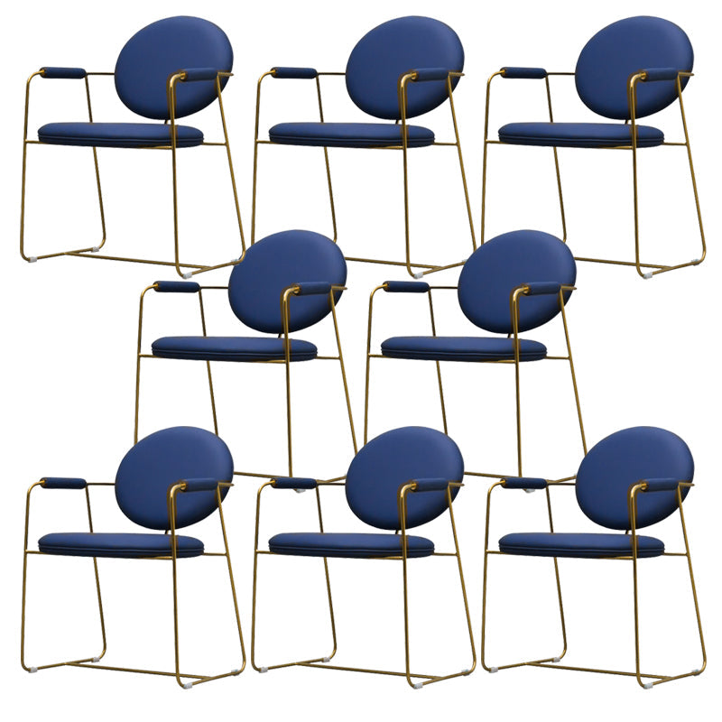 Glam Arm Chair Leather Open Back Dining Chair for Dining Room Blue 8 Piece Set Clearhalo 'Dining Chairs' 'Dining Tables & Seating' 'dining_chair' 'furn' 'furn_dining_chair' 'Furniture' 'Kitchen & Dining Furniture' 6530734