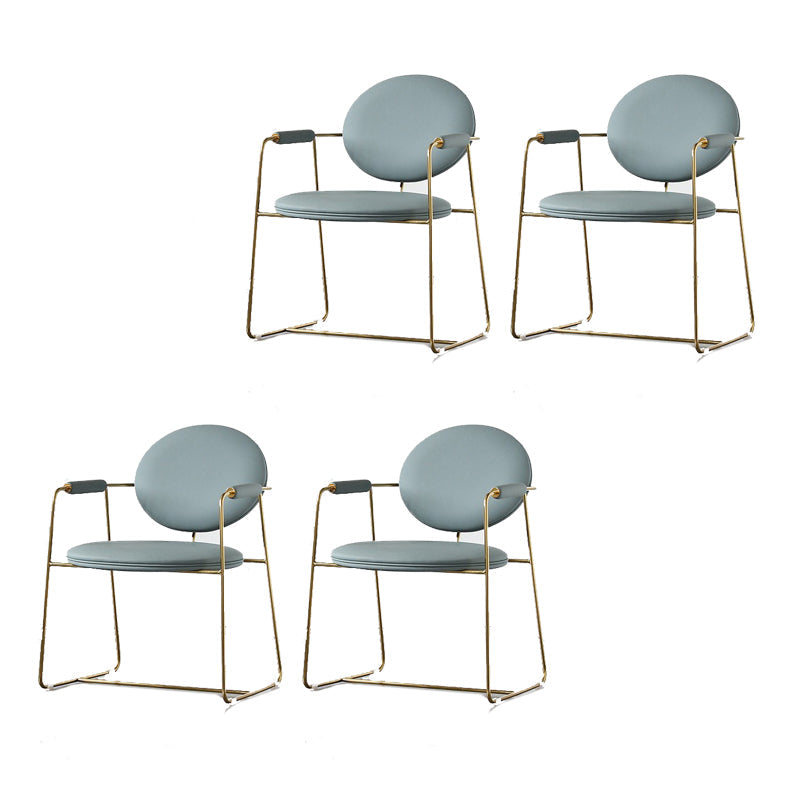 Glam Arm Chair Leather Open Back Dining Chair for Dining Room Light Blue 4 Piece Set Clearhalo 'Dining Chairs' 'Dining Tables & Seating' 'dining_chair' 'furn' 'furn_dining_chair' 'Furniture' 'Kitchen & Dining Furniture' 6530736