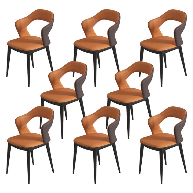 Chaise de chaise de bras moderne en cuir ouvert à l'arrière pour le salon