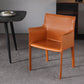 Chaise de bras moderne en cuir chaise à manger intérieure avec base en métal