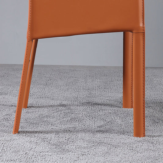 Modern Arm Chair Leather Indoor Dining Chair with Metal Base
