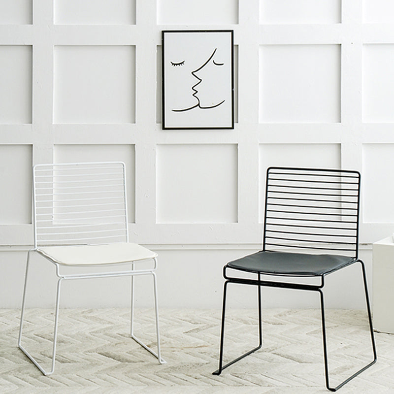 Industrial Metal Dining Room Chair Ladder Back Indoor Side Chair