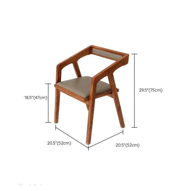 Home Indoor Dining Chair Pine Solid Wood Open Back Arm Chair