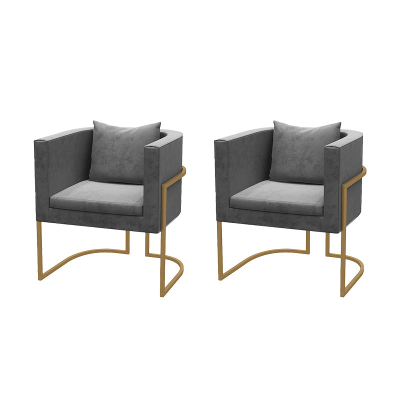 Modern Parsons Arm Chair Velvet Gold Base Dining Chair for Dining Room Grey 2 Piece Set Clearhalo 'Dining Chairs' 'Dining Tables & Seating' 'dining_chair' 'furn' 'furn_dining_chair' 'Furniture' 'Kitchen & Dining Furniture' 6530862