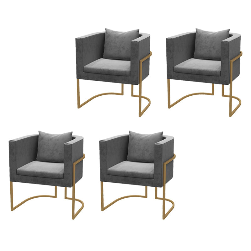 Modern Parsons Arm Chair Velvet Gold Base Dining Chair for Dining Room Grey 4 Piece Set Clearhalo 'Dining Chairs' 'Dining Tables & Seating' 'dining_chair' 'furn' 'furn_dining_chair' 'Furniture' 'Kitchen & Dining Furniture' 6530864