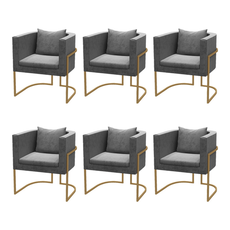 Modern Parsons Arm Chair Velvet Gold Base Dining Chair for Dining Room Grey 6 Piece Set Clearhalo 'Dining Chairs' 'Dining Tables & Seating' 'dining_chair' 'furn' 'furn_dining_chair' 'Furniture' 'Kitchen & Dining Furniture' 6530866