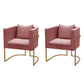 Modern Parsons Arm Chair Velvet Gold Base Dining Chair for Dining Room Pink 2 Piece Set Clearhalo 'Dining Chairs' 'Dining Tables & Seating' 'dining_chair' 'furn' 'furn_dining_chair' 'Furniture' 'Kitchen & Dining Furniture' 6530872
