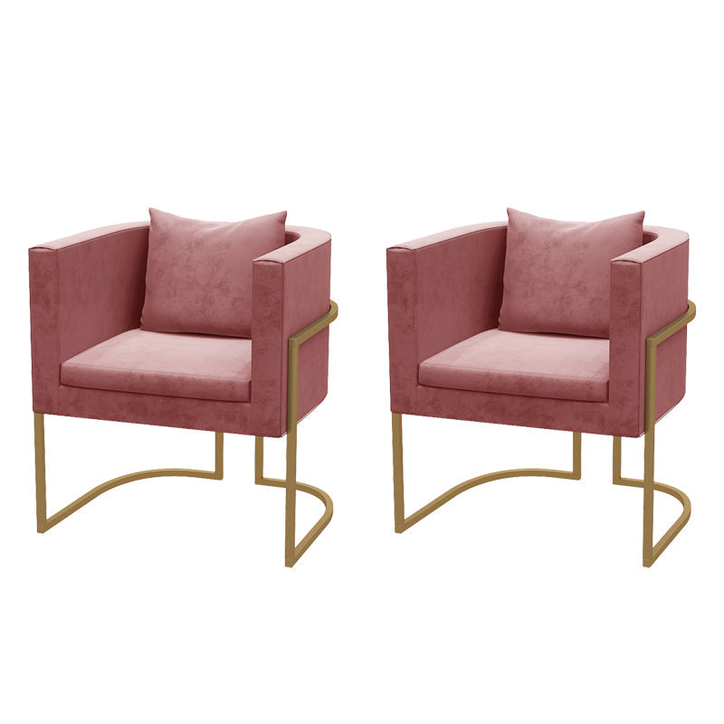 Modern Parsons Arm Chair Velvet Gold Base Dining Chair for Dining Room Pink 2 Piece Set Clearhalo 'Dining Chairs' 'Dining Tables & Seating' 'dining_chair' 'furn' 'furn_dining_chair' 'Furniture' 'Kitchen & Dining Furniture' 6530872