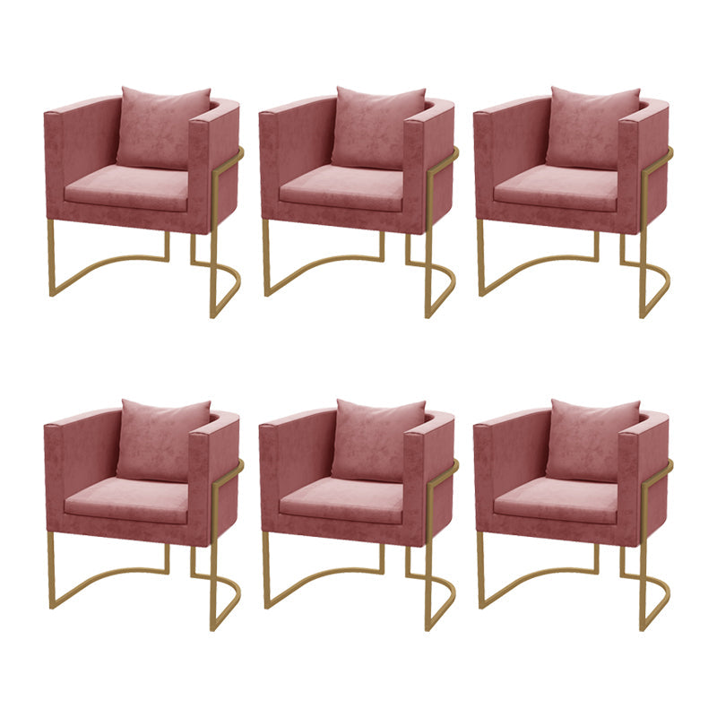Modern Parsons Arm Chair Velvet Gold Base Dining Chair for Dining Room Pink 6 Piece Set Clearhalo 'Dining Chairs' 'Dining Tables & Seating' 'dining_chair' 'furn' 'furn_dining_chair' 'Furniture' 'Kitchen & Dining Furniture' 6530876