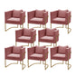 Modern Parsons Arm Chair Velvet Gold Base Dining Chair for Dining Room Pink 8 Piece Set Clearhalo 'Dining Chairs' 'Dining Tables & Seating' 'dining_chair' 'furn' 'furn_dining_chair' 'Furniture' 'Kitchen & Dining Furniture' 6530877