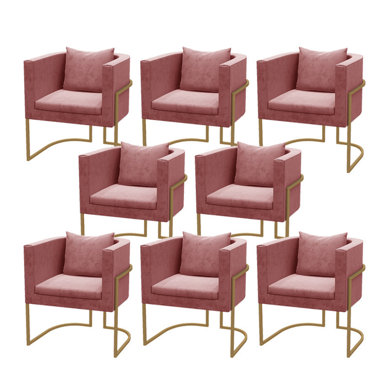 Modern Parsons Arm Chair Velvet Gold Base Dining Chair for Dining Room Pink 8 Piece Set Clearhalo 'Dining Chairs' 'Dining Tables & Seating' 'dining_chair' 'furn' 'furn_dining_chair' 'Furniture' 'Kitchen & Dining Furniture' 6530877
