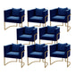 Modern Parsons Arm Chair Velvet Gold Base Dining Chair for Dining Room Blue 8 Piece Set Clearhalo 'Dining Chairs' 'Dining Tables & Seating' 'dining_chair' 'furn' 'furn_dining_chair' 'Furniture' 'Kitchen & Dining Furniture' 6530888