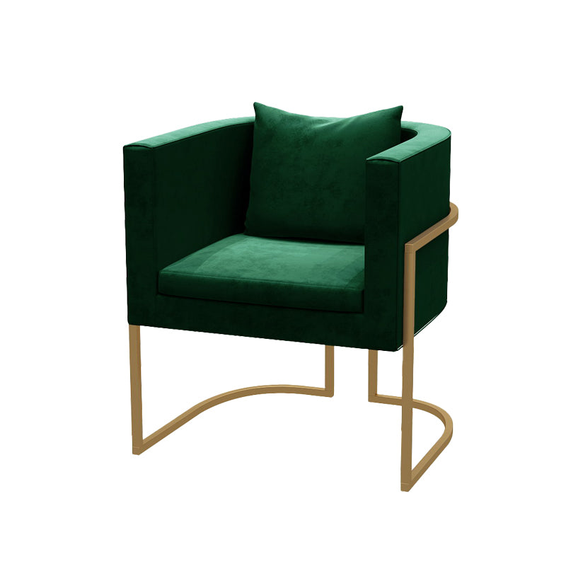 Modern Parsons Arm Chair Velvet Gold Base Dining Chair for Dining Room Green 1 Piece Clearhalo 'Dining Chairs' 'Dining Tables & Seating' 'dining_chair' 'furn' 'furn_dining_chair' 'Furniture' 'Kitchen & Dining Furniture' 6530889