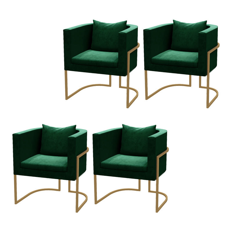 Modern Parsons Arm Chair Velvet Gold Base Dining Chair for Dining Room Green 4 Piece Set Clearhalo 'Dining Chairs' 'Dining Tables & Seating' 'dining_chair' 'furn' 'furn_dining_chair' 'Furniture' 'Kitchen & Dining Furniture' 6530891