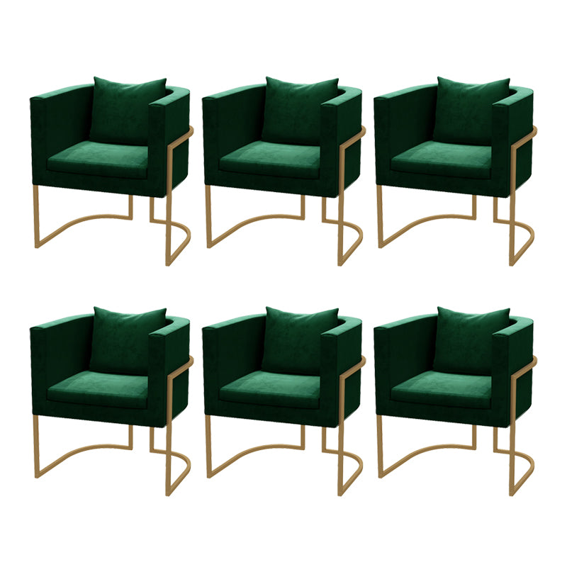 Modern Parsons Arm Chair Velvet Gold Base Dining Chair for Dining Room Green 6 Piece Set Clearhalo 'Dining Chairs' 'Dining Tables & Seating' 'dining_chair' 'furn' 'furn_dining_chair' 'Furniture' 'Kitchen & Dining Furniture' 6530892