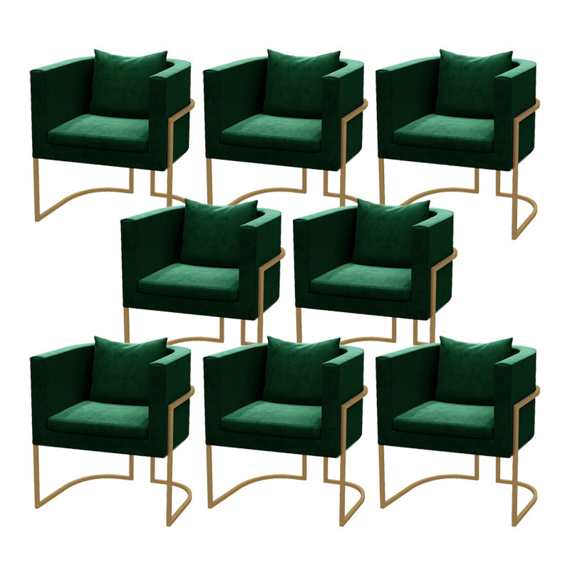 Modern Parsons Arm Chair Velvet Gold Base Dining Chair for Dining Room Green 8 Piece Set Clearhalo 'Dining Chairs' 'Dining Tables & Seating' 'dining_chair' 'furn' 'furn_dining_chair' 'Furniture' 'Kitchen & Dining Furniture' 6530893