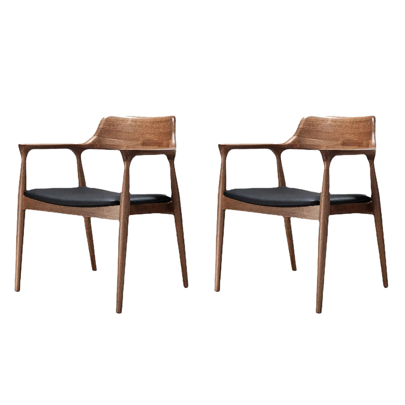 Solid Wood Side Dining Chair Open Back PU Leather Arm Chair for Home 2 Piece Set Clearhalo 'Dining Chairs' 'Dining Tables & Seating' 'dining_chair' 'furn' 'furn_dining_chair' 'Furniture' 'Kitchen & Dining Furniture' 6530896