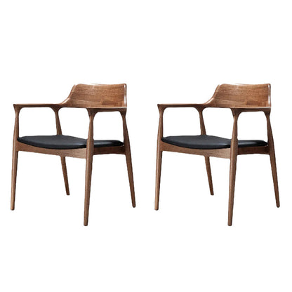 Solid Wood Side Dining Chair Open Back PU Leather Arm Chair for Home 2 Piece Set Clearhalo 'Dining Chairs' 'Dining Tables & Seating' 'dining_chair' 'furn' 'furn_dining_chair' 'Furniture' 'Kitchen & Dining Furniture' 6530896