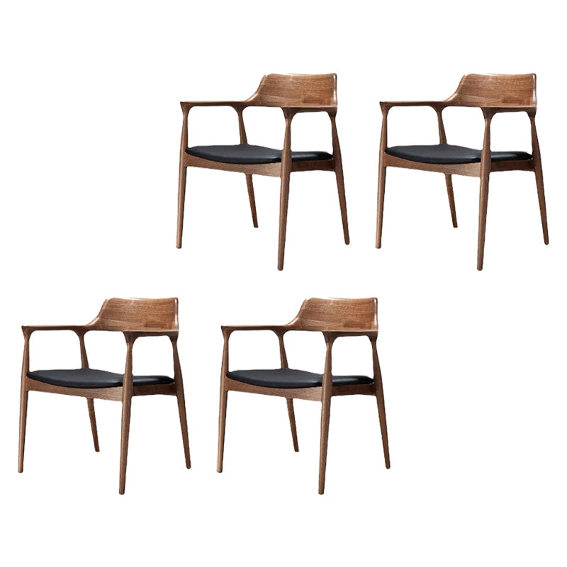 Solid Wood Side Dining Chair Open Back PU Leather Arm Chair for Home 4 Piece Set Clearhalo 'Dining Chairs' 'Dining Tables & Seating' 'dining_chair' 'furn' 'furn_dining_chair' 'Furniture' 'Kitchen & Dining Furniture' 6530897