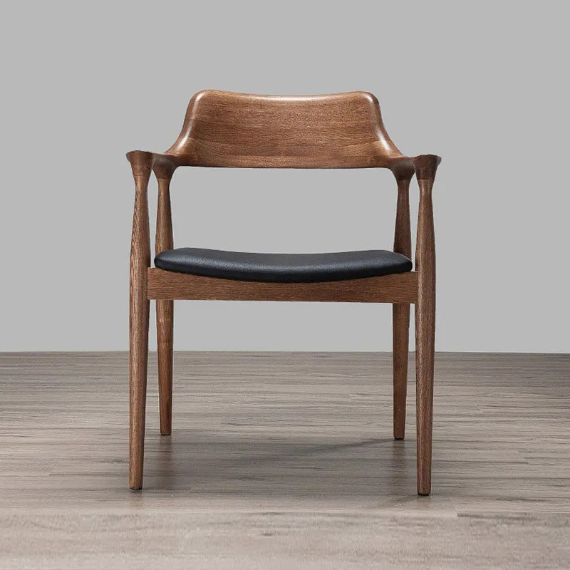 Solid Wood Side Dining Chair Open Back PU Leather Arm Chair for Home Clearhalo 'Dining Chairs' 'Dining Tables & Seating' 'dining_chair' 'furn' 'furn_dining_chair' 'Furniture' 'Kitchen & Dining Furniture' 6530898