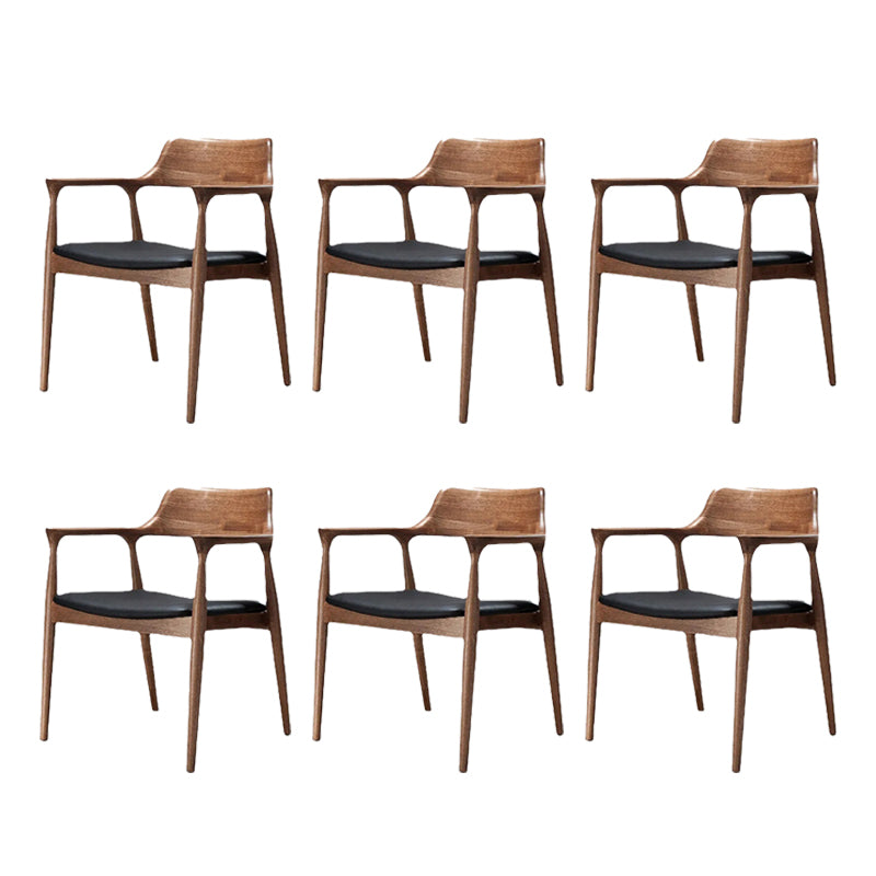 Solid Wood Side Dining Chair Open Back PU Leather Arm Chair for Home 6 Piece Set Clearhalo 'Dining Chairs' 'Dining Tables & Seating' 'dining_chair' 'furn' 'furn_dining_chair' 'Furniture' 'Kitchen & Dining Furniture' 6530899