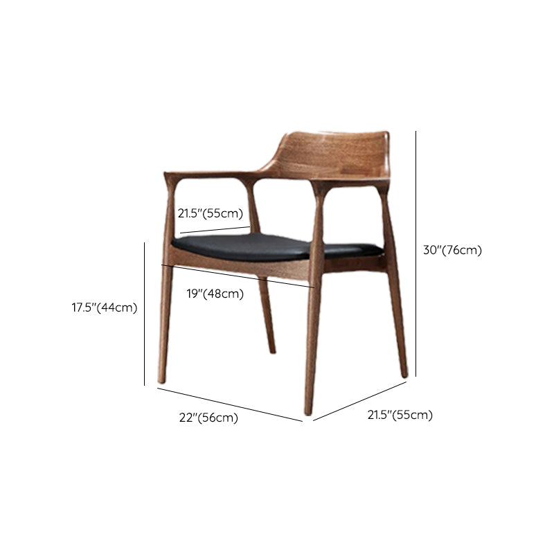 Solid Wood Side Dining Chair Open Back PU Leather Arm Chair for Home Clearhalo 'Dining Chairs' 'Dining Tables & Seating' 'dining_chair' 'furn' 'furn_dining_chair' 'Furniture' 'Kitchen & Dining Furniture' 6530909