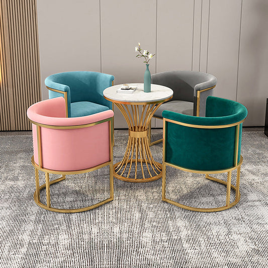 Parsons Arm Chair Velvet Gold Base Dining Chair for Dining Room