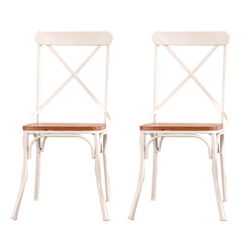 Industrial Cross Back Side Chair Metal Dining Armless Indoor Chair