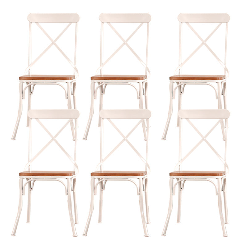 Industrial Cross Back Side Chair Metal Dining Armless Indoor Chair