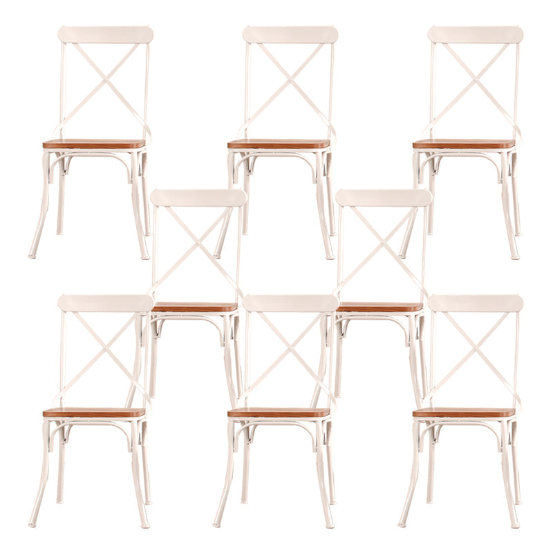 Industrial Cross Back Side Chair Metal Dining Armless Indoor Chair