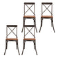 Industrial Cross Back Side Chair Metal Dining Armless Indoor Chair
