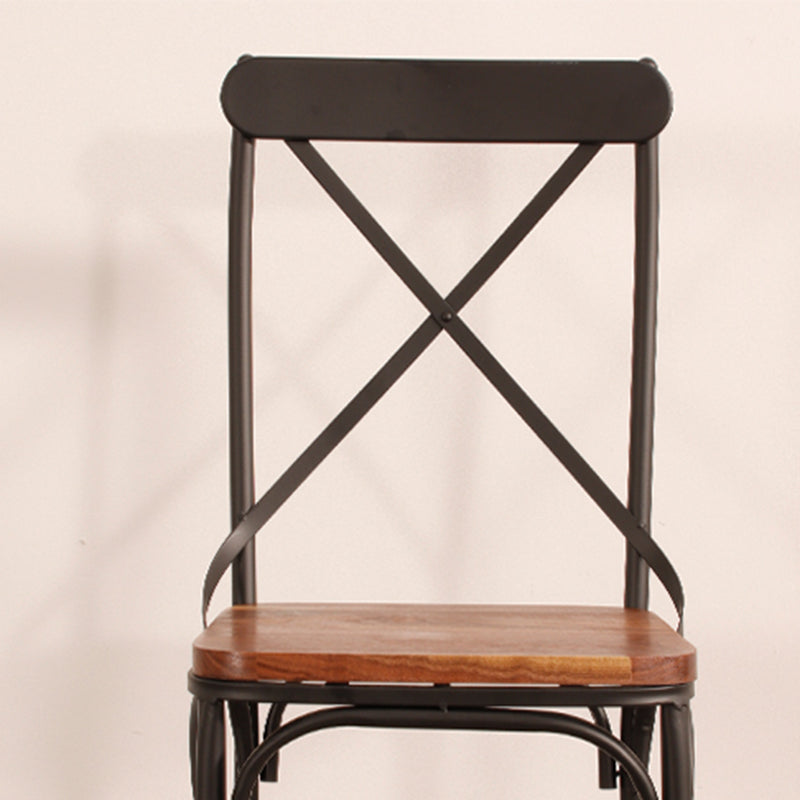 Industrial Cross Back Side Chair Metal Dining Armless Indoor Chair