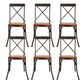 Industrial Cross Back Side Chair Metal Dining Armless Indoor Chair