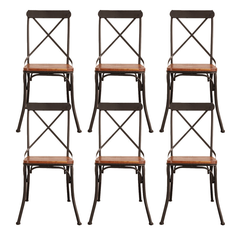 Industrial Cross Back Side Chair Metal Dining Armless Indoor Chair
