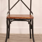 Industrial Cross Back Side Chair Metal Dining Armless Indoor Chair