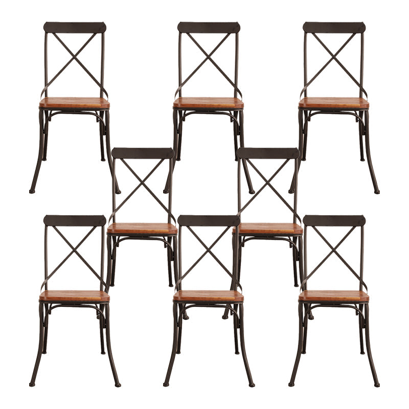 Industrial Cross Back Side Chair Metal Dining Armless Indoor Chair