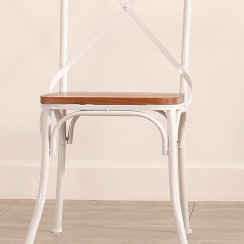 Industrial Cross Back Side Chair Metal Dining Armless Indoor Chair