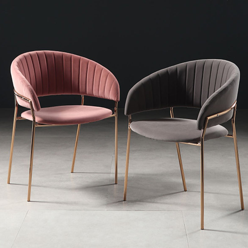 Sedia da pranzo glam a casa cucina in velluto imbottito sedia a braccio posteriore