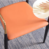 Sedia a braccio glam in pelle sedia da pranzo a base di metallo per sala da pranzo