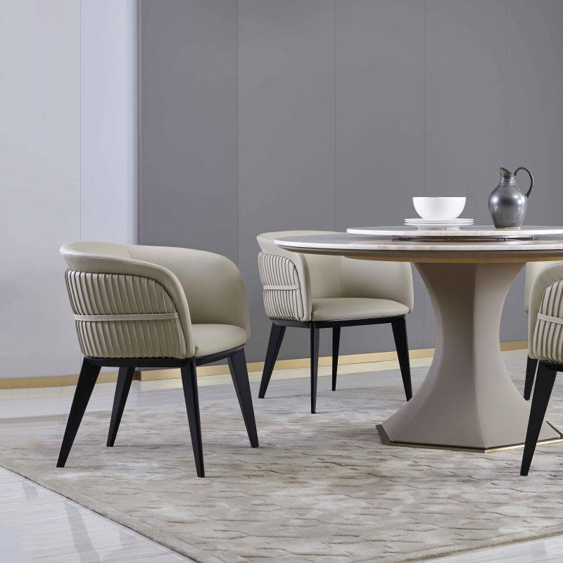 パーソンズアームチェア革製の木製ベースダイニングチェアダイニングルーム