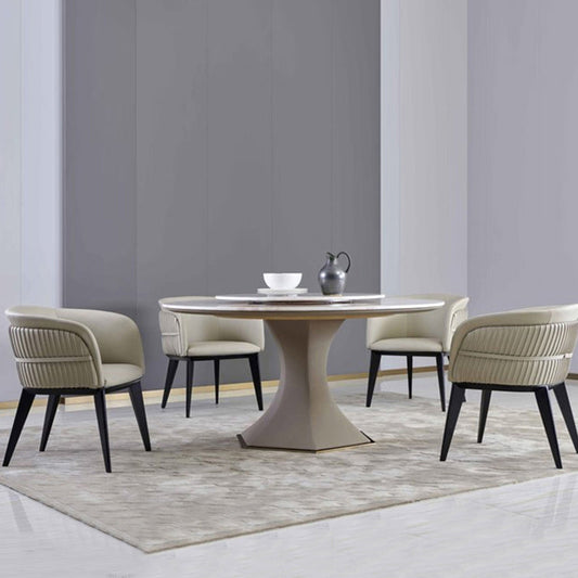 Parsons Arm Chair Leather Wooden Base Dining Chair for Dining Room