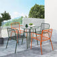 Industrial Patio Dining Side Chair Metal Slat Back Arm Chair
