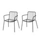 Industrial Patio Dining Side Chair Metal Slat Back Arm Chair
