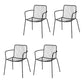 Industrial Patio Dining Side Chair Metal Slat Back Arm Chair