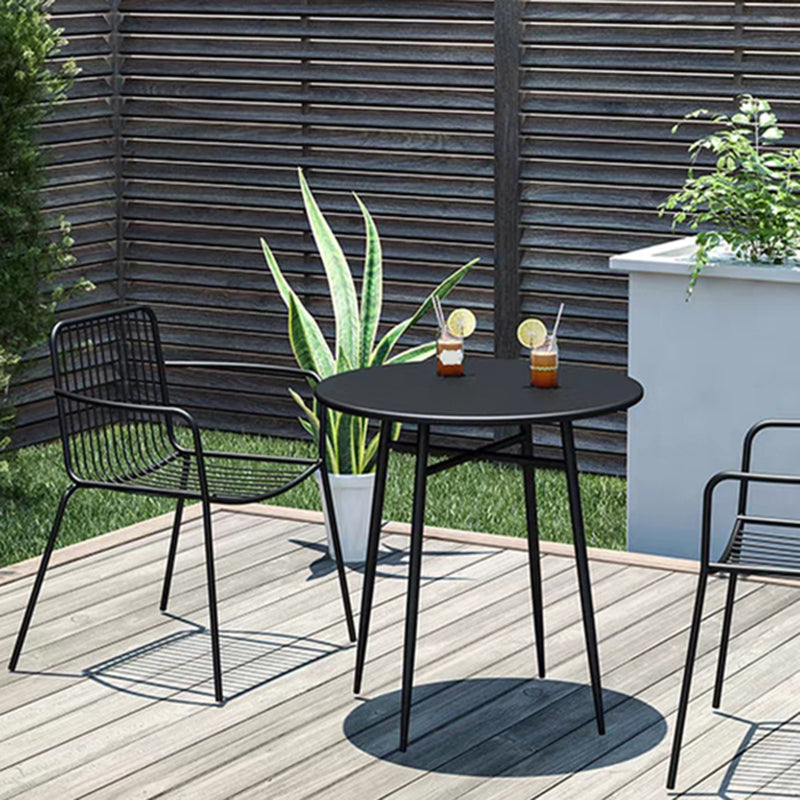 Industrial Patio Dining Side Chair Metal Slat Back Arm Chair